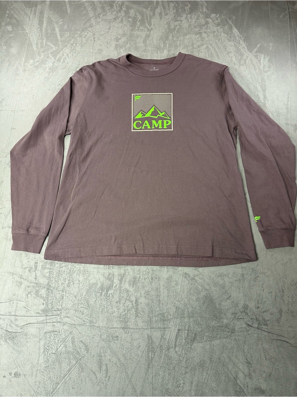 Fabletics Plum Long-Sleeve Tee with Lime CAMP Graphic